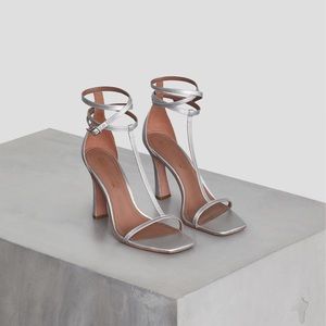 BCBGMAXAZRIA Ina Silver Leather Sandal